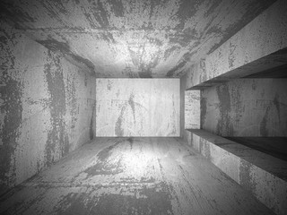 Empty concrete walls room interior. Abstract architecture