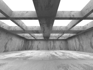 Empty concrete room interior. Abstract architecture urban