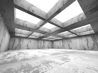 Empty dark concrete room interior. Abstract urban architecture