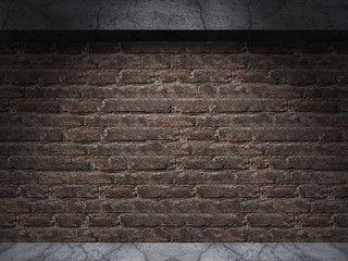 Old Brick Wall and Concrete Floor Room with Spot Light