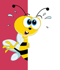 Fun Cartoon Bee looking at a blank white page