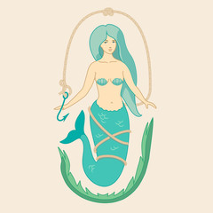 Vintage mermaid. vector illustration