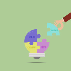 Businessman have jigsaw puzzles ideas conceptual.Flat design