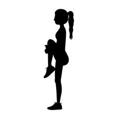 silhouette woman stretching over white background. fitness lifestyle design. vector illustration
