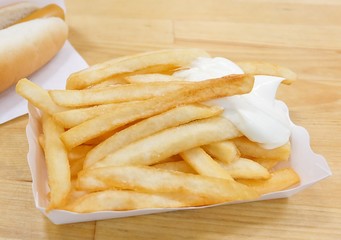 French Fries with Mayonnaise and Hot Dog
