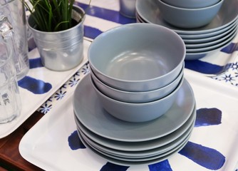 Set of Ceramic Dishes, Bowls and Plates
