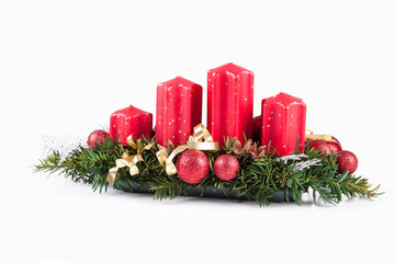Advent candles on a white background