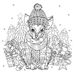 Hand drawn doodle outline chihuahua dog boho sketch