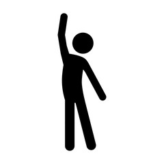 avatar man with arms up winner position silhouette. vector illustration