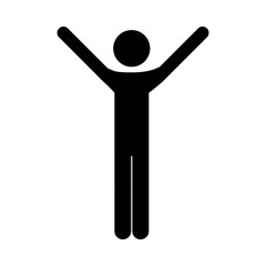 avatar man with arms up winner position silhouette. vector illustration