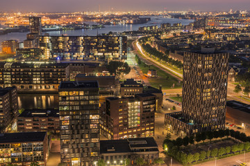 Naklejka premium Night view of the city centre of Rotterdam (The Netherlands)