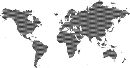 World continents map with circles inside 
