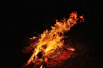 Night bonfire on the river