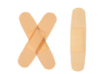 A set of medical plasters. On white, isolated background.