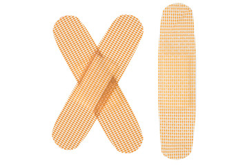 A set of medical plasters. On white, isolated background.