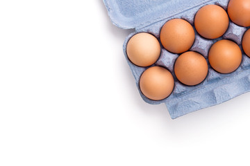 Eggs in blue carton