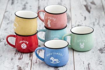 Colorful Ceramic Mugs with Enamel Look