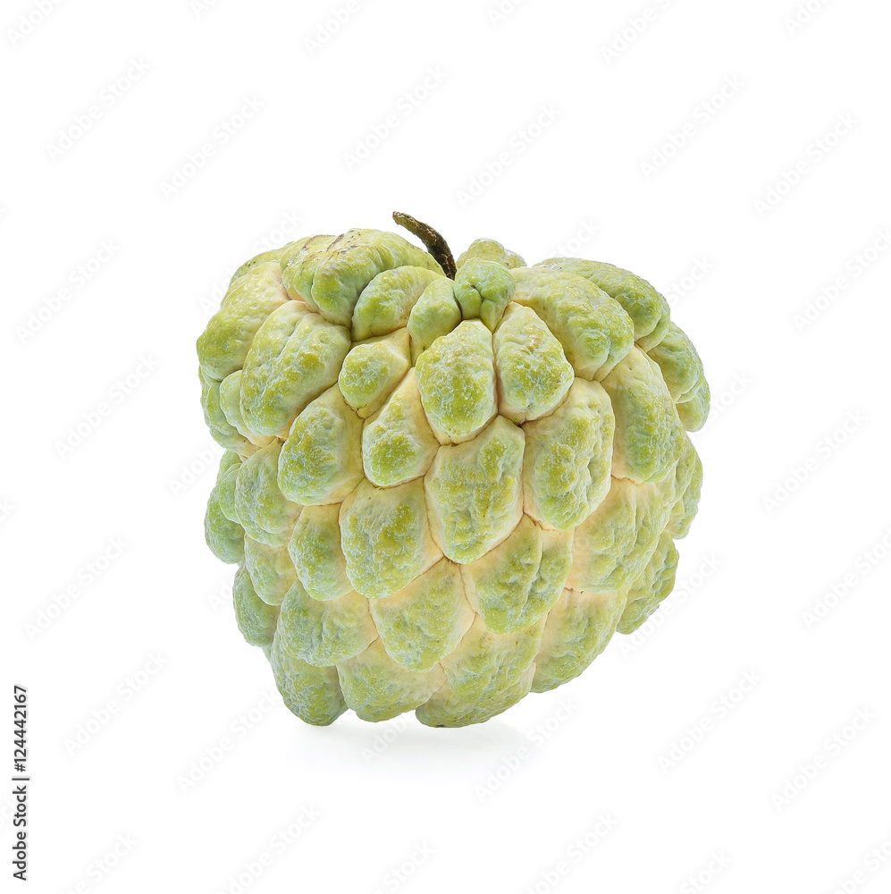 Wall mural green sugar apple isolated on white background