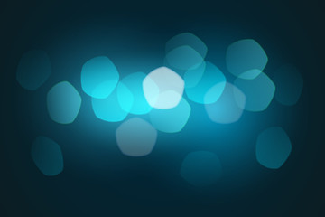 Blue bokeh background. Night Christmas winter the city is not in focus. Pentagon particles. Vector illustration.