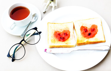 Coffee breakfast set with bread