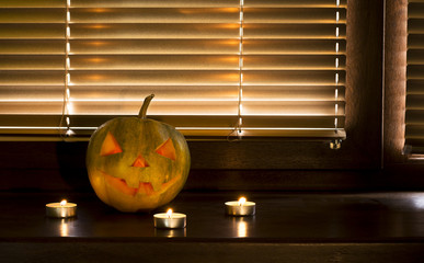 Halloween pumpkin with candles