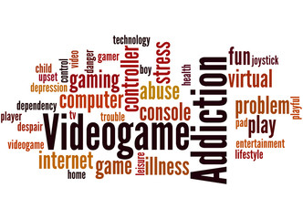 Videogame addiction, word cloud concept 4