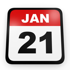 Fototapeta premium January 21. Calendar on white background.