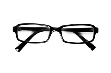 Fototapeta premium Black eyeglasses isolated on white backround. Studio. Concept
