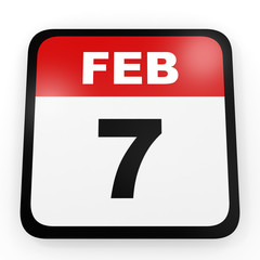 February 7. Calendar on white background.