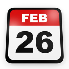 February 26. Calendar on white background.