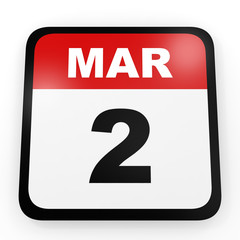 March 2. Calendar on white background.