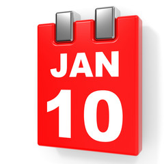 January 10. Calendar on white background.