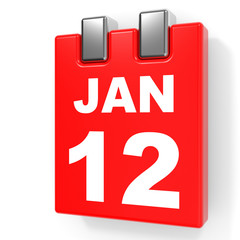 Fototapeta premium January 12. Calendar on white background.