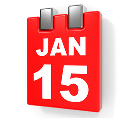 January 15. Calendar on white background.