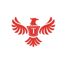 elegant phoenix with letter T consulting logo concept,  eagle with letter T logo concept
