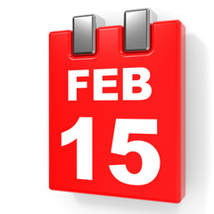 February 15. Calendar on white background.