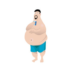 Fat man. Vector flat illustration