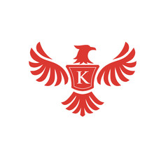 elegant phoenix with letter K consulting logo concept,  eagle with letter K logo concept
