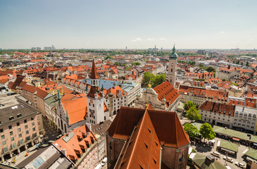 Fototapeta na wymiar Panoramic view of the Old Town architecture of Munich, Bavaria, Germany