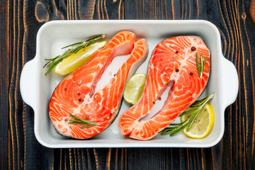 Fresh Raw Salmon Red Fish Steak