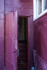 The door and the staircase of entrance to the village house.