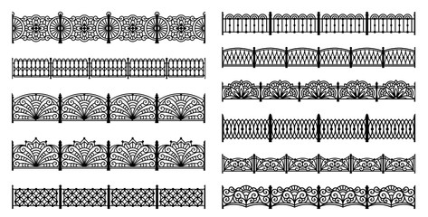 Decorative cast iron fences - seamless borders