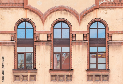 Three Windows In A Row On Facade Of St Petersburg Medical Three Windows In A Row On Facade Of St Petersburg Medical