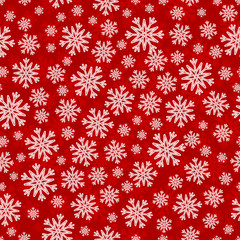 Fototapeta na wymiar Christmas seamless pattern with white red snowflakes