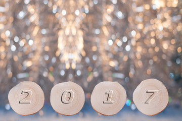 Four alder saw cuts and convex date 2017 on beautiful Christmas