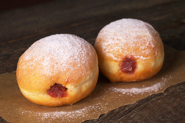 Two donut with jam