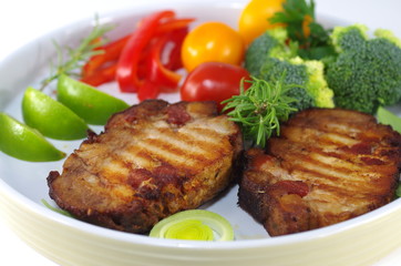 grilled two pork chop