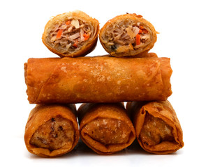 Fried Egg rolls or Spring rolls isolated on white background