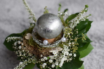 white and green decoration with gypsophelia