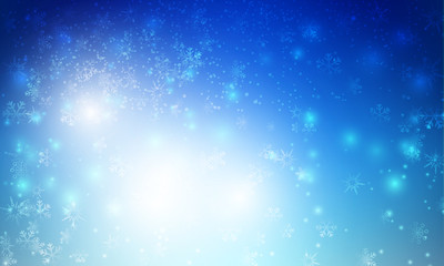 Fototapeta premium Winter snow fall with bokeh and lighting element abstract backgr